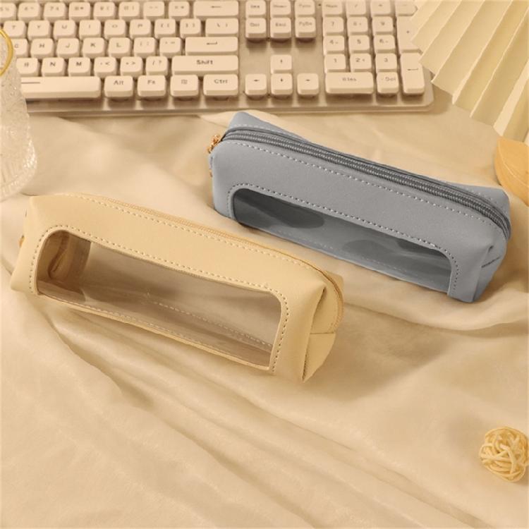Waterproof PU Pencil Bag Clear Pen Pouch Zippered Pencil Case for Student
