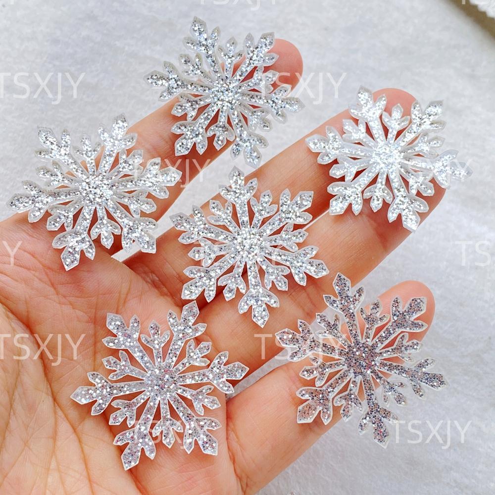 6PCS Sparkling Acrylic Christmas Snowflakes Scrapbook DIY Jewelry Decor Crafts Accessories