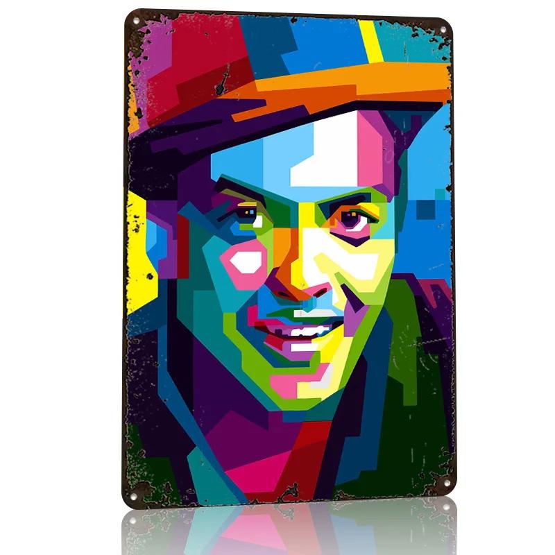 Frank Sinatra Colorful Pop Art Portrait Personalized D Textured Metal Poster Wall Art Vintage Tin Signs for Home Decor Items