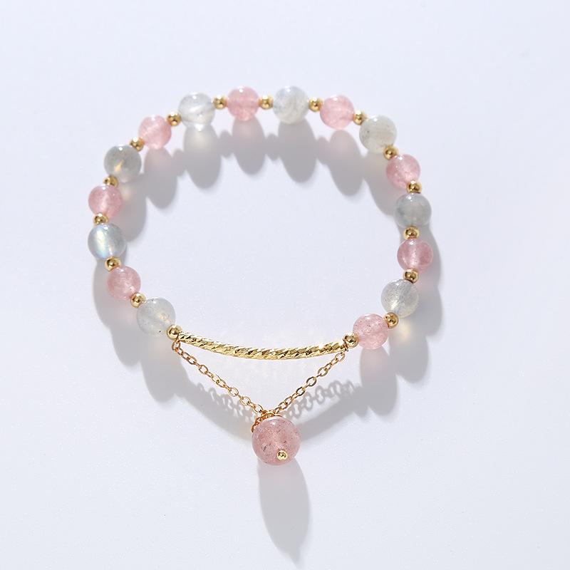 

Natural Strawberry Crystal Bracelet Women s Pink Crystal Bracelet Bangles Women Fashion Jewelry accessories Gift