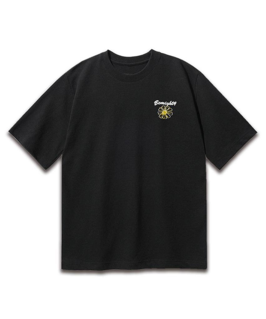 BEMIGHTY Stitch Flower Oversized Short Sleeve T-Shirt [Dark Gray]