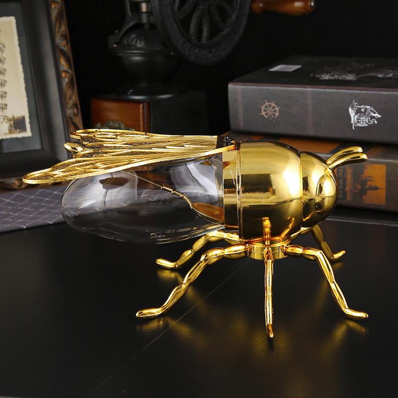 High-grade large bee sugar jar household kitchen seasoning jar with spoon moisture-proof storage jar small honey jar with lid