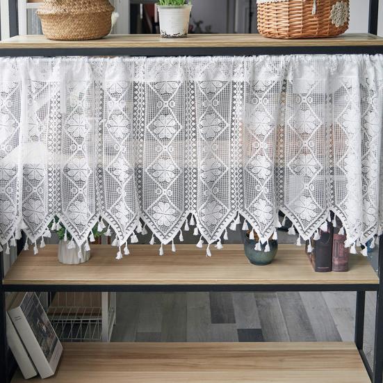 French Lace Curtain Vintage Short Sheer Cabinet Curtain Farmhouse Rustic Boho