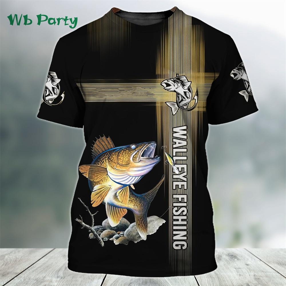 Summer Round Neck 3D Fish Graphic Printed Top Fashionable Casual Short Sleeved Children's Boy T-shirts