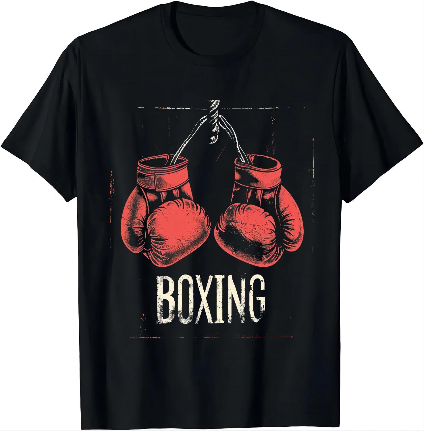 Black T-shirt with Bold BOXING and Red Gloves T Shirts Me... XL