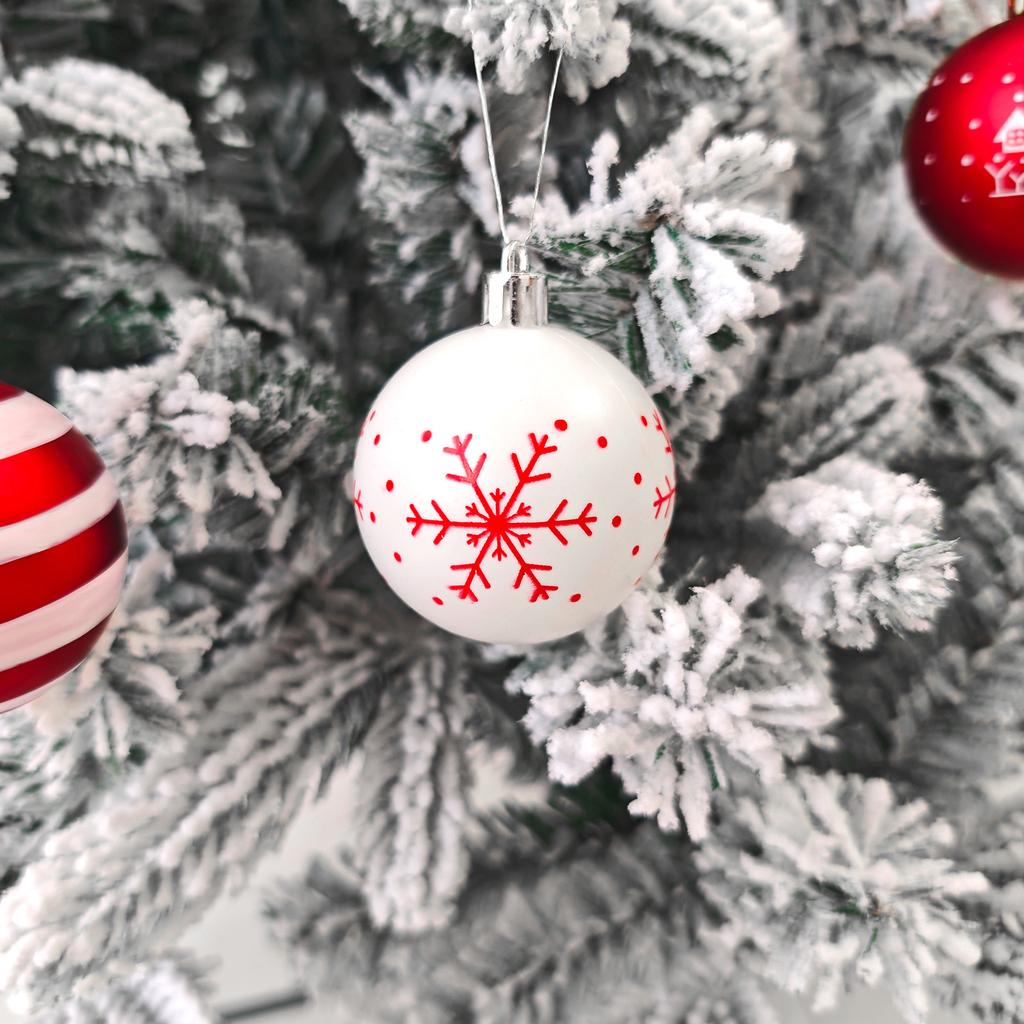 46Pcs Christmas Tree Ornaments Set Red Green White Snowflake Candy Cane Painted Baubles Holiday Home Decor