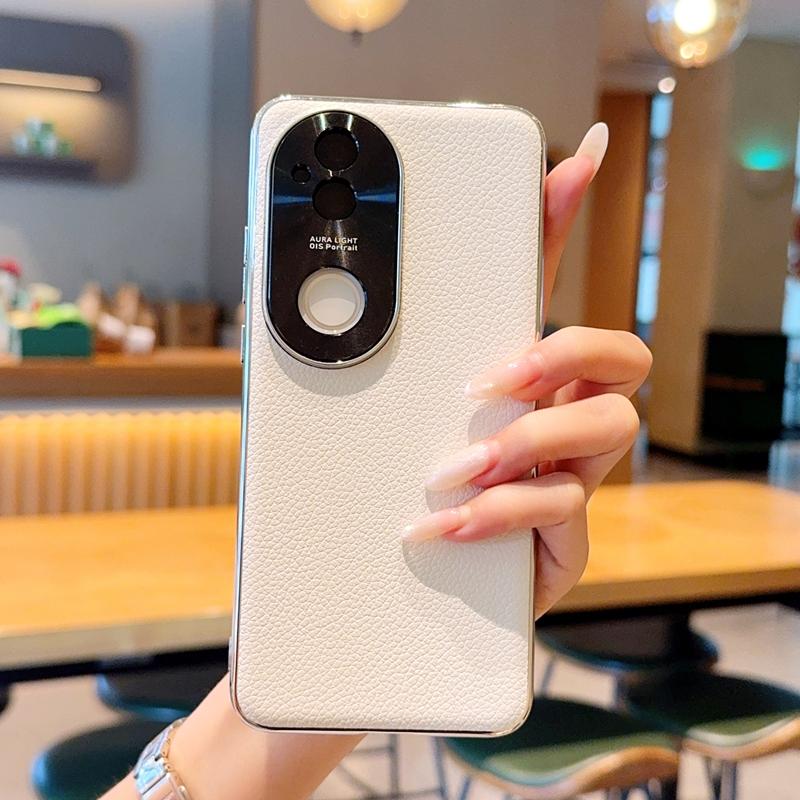 For Vivo V31 5G/V40 Pro/V50/V50 Pro/V60/X200 FE Case Lychee Pattern Leather Metal Alloy Camera Frame Protection Back Case Cover