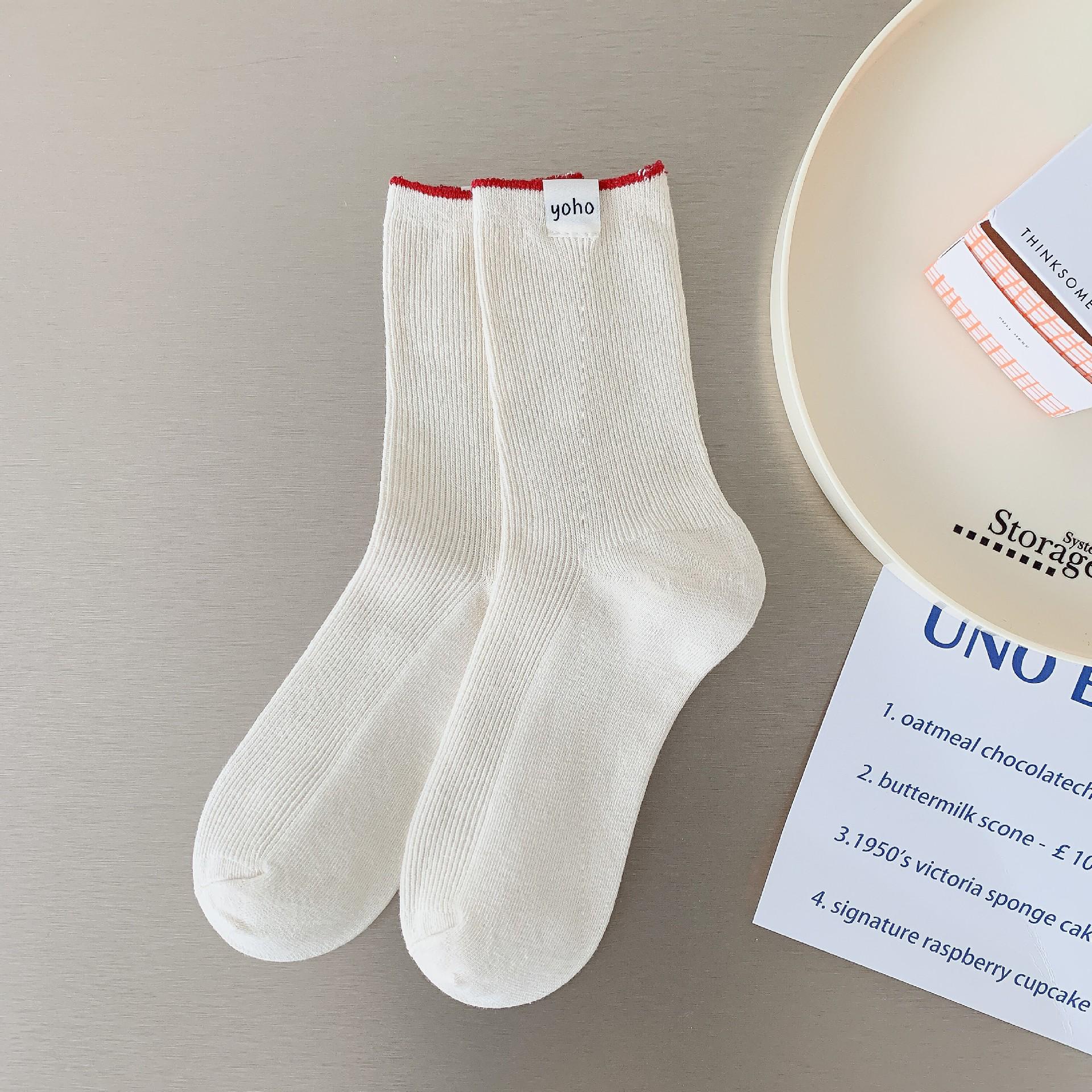 

«Дыхание лета ~ Однотонные хлопковые ворсовые носки в японском стиле для женщин» грязно-белый