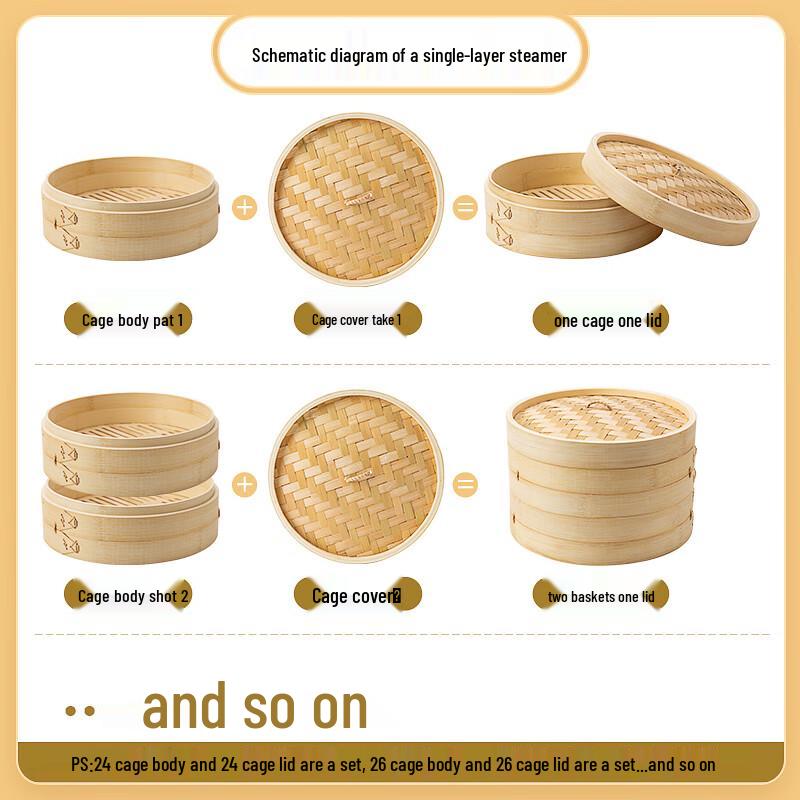 Mini Bamboo Steamer Basket with Lid, 10cm