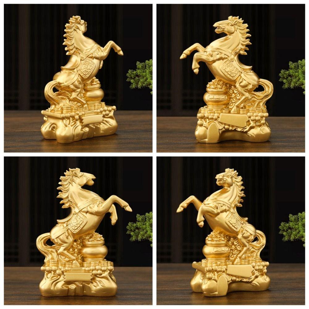 Lucky Charm Zodiac Animal Horse Sculpture Feng Shui Design Cute PVC Statue Creative Fortune Wealth Desktop Ornament