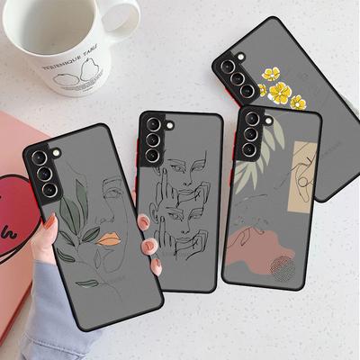 Face Art Matte Case For Samsung Galaxy S22 S20 S21 FE S10 S9 Plus S8 Capa Note 20 Ultra 10 Lite Phone Fundas