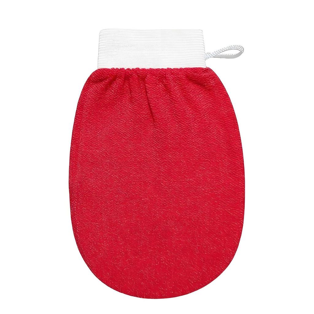 Vícebarevná žínka a rukavice na peeling: Oboustranná, jednovrstvá, masážní a záda drhnoucí houba.