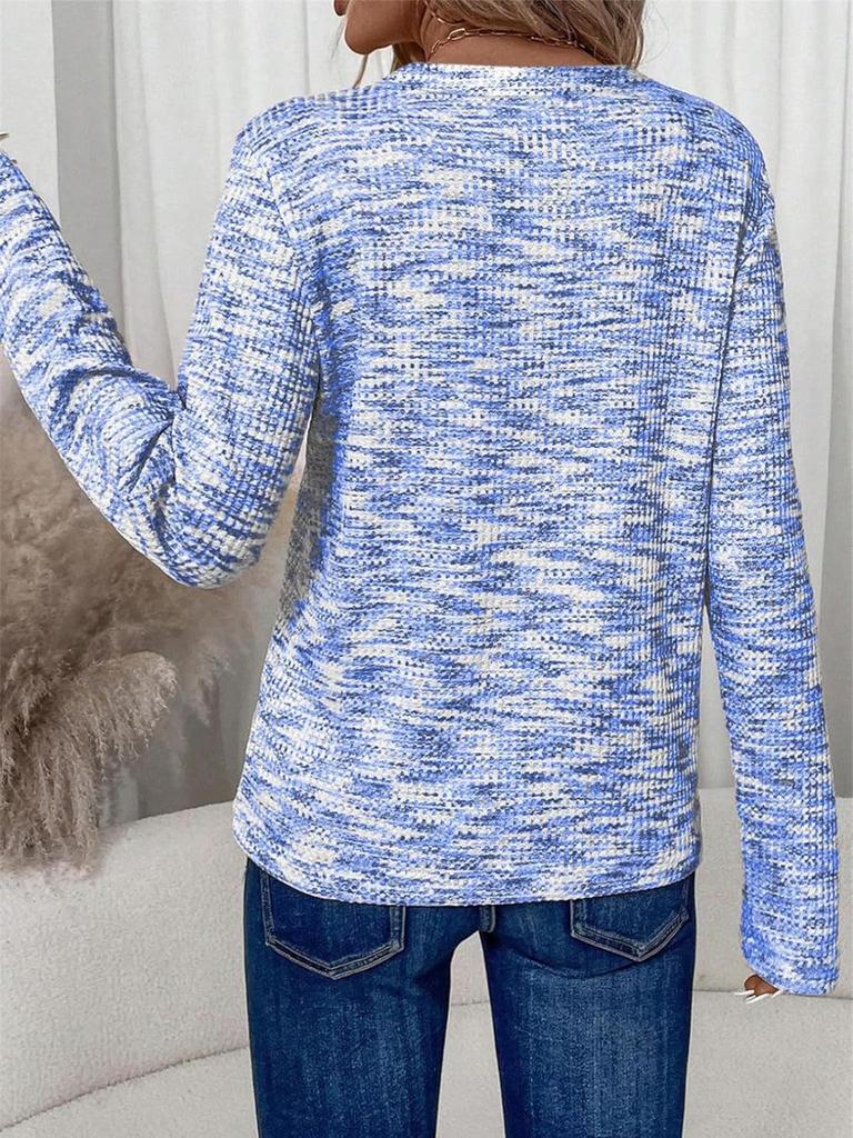 2025 Spring/Autumn Women's V-Neck Long Sleeve Pullover Top - Fashionable & Versatile