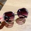 Vintage Randlose Strass Sonnenbrille Damen Mode Verlaufgläser Sonnenbrille Herren Shades für Damen