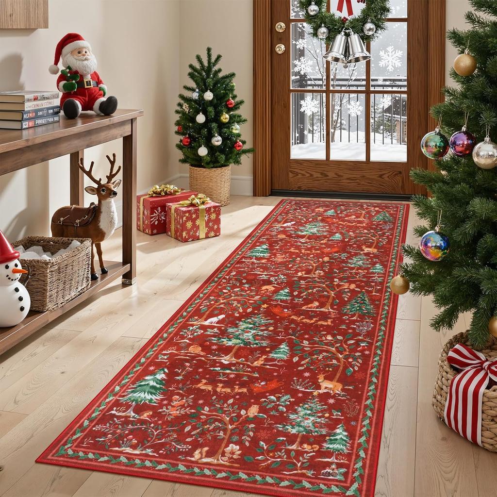 Christmas Living Room Carpet, Bedroom Bedside Rug, Dining Room Low Pile Non-Slip Holiday Carpet, Home Decoration Items