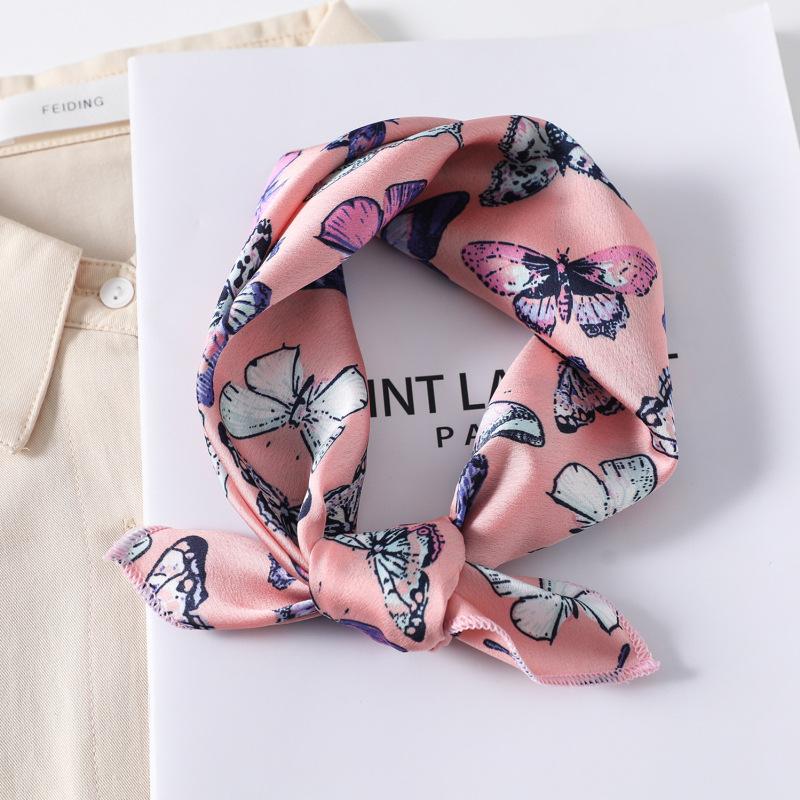 50X50CM Women Square Scarf Horse Printing Hair Neck Scarfs For Ladies Kerchief Twill Imitation Silk Foulard Scarves&Wraps