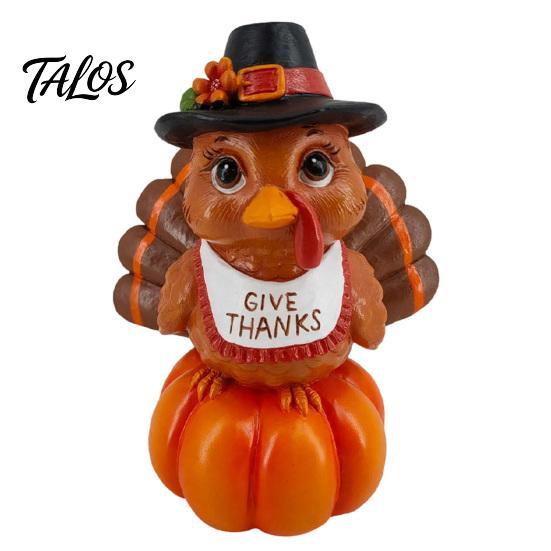 Cute Turkey Statue for Autumn Resin Pumpkin Ornament Thanksgiving, Harvest Festive Tabletop Holiday Gift Friends And Family Figurine with Retro