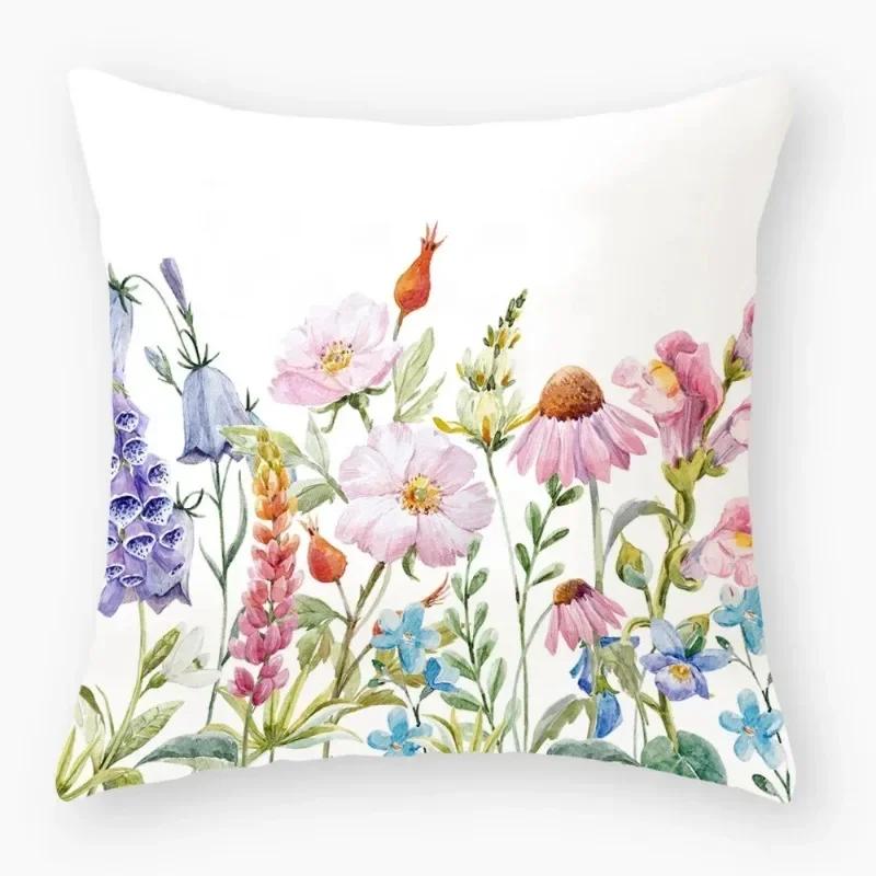 Fashionable Luxury Home Decor Office Seat Cushion Cover Owl Floral Plant Pattern Printed Throw Pillow Cover