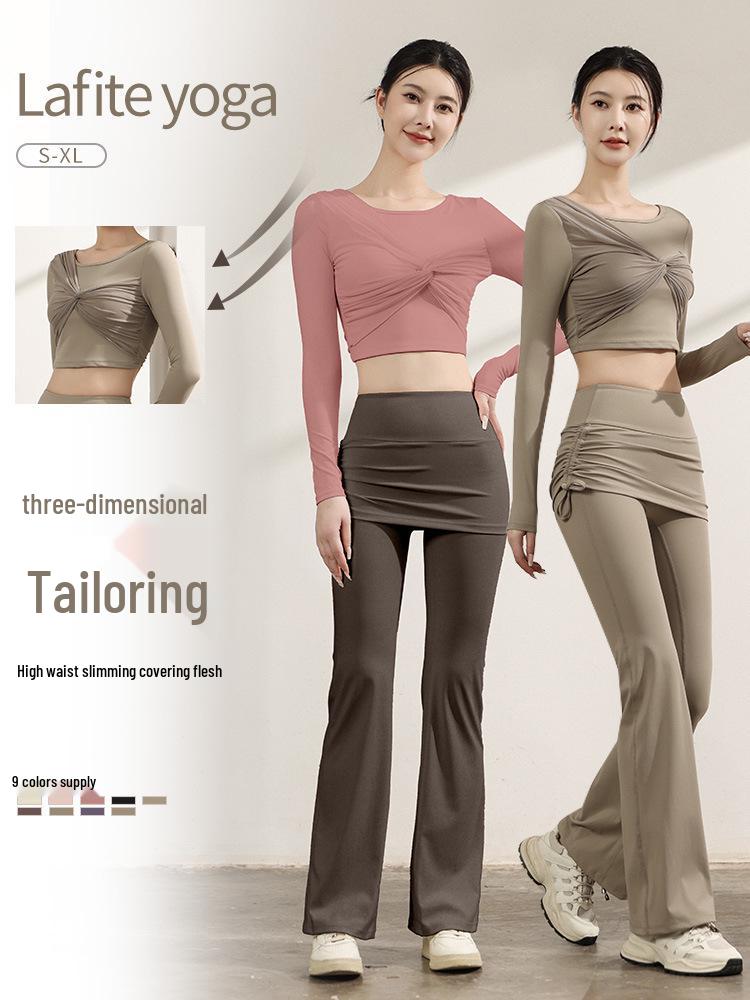 Yoga Set: Long Sleeve Sports Top with Built-in Bra, Slimming Fit, Beautiful Back Mesh for Pilates Training