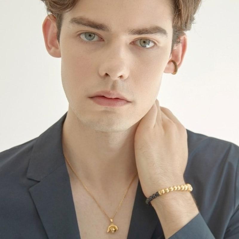 Aphrose Persona Color Stone Gemstone Bracelet (Silver Black)