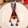 Cute Faceless Old Man Felt Cloth Knife & Fork Set - Christmas Table Setting Props