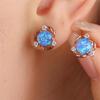 1 Pairs of Exquisite Copper Earrings Set with Opal Featuring Small Flower Design Elegant Retro Style for Autumn and Winter Valentine's Day