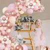 Bohemian Daisy Wreath Balloon Chain Pink Blush Naked Rose Gold Confetti Balloon Arch Kit