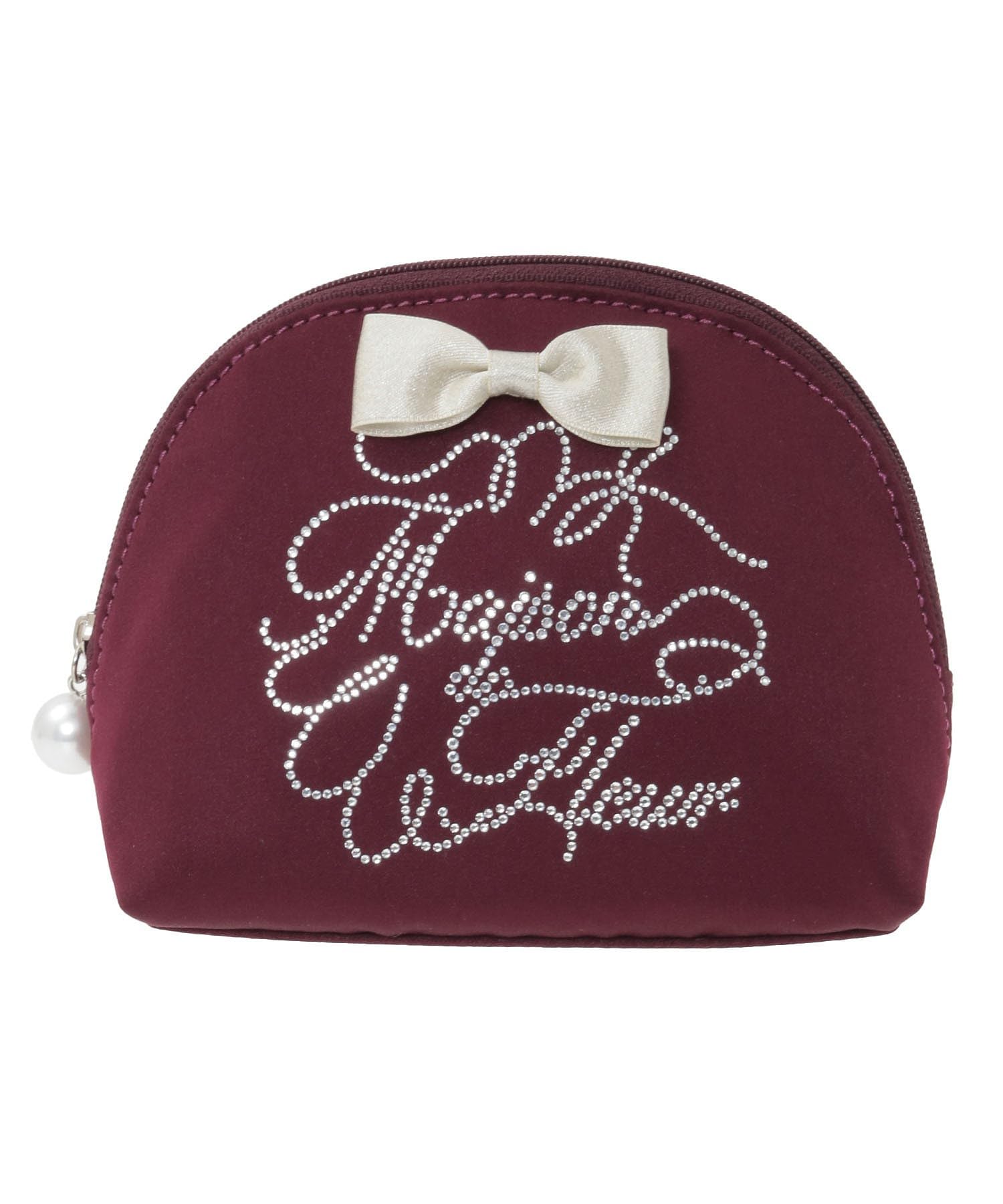 Maison de FLEUR Shiny Ribbon Round Pouch Bordeaux F Bag 08001166600 Pouch/Drawstring