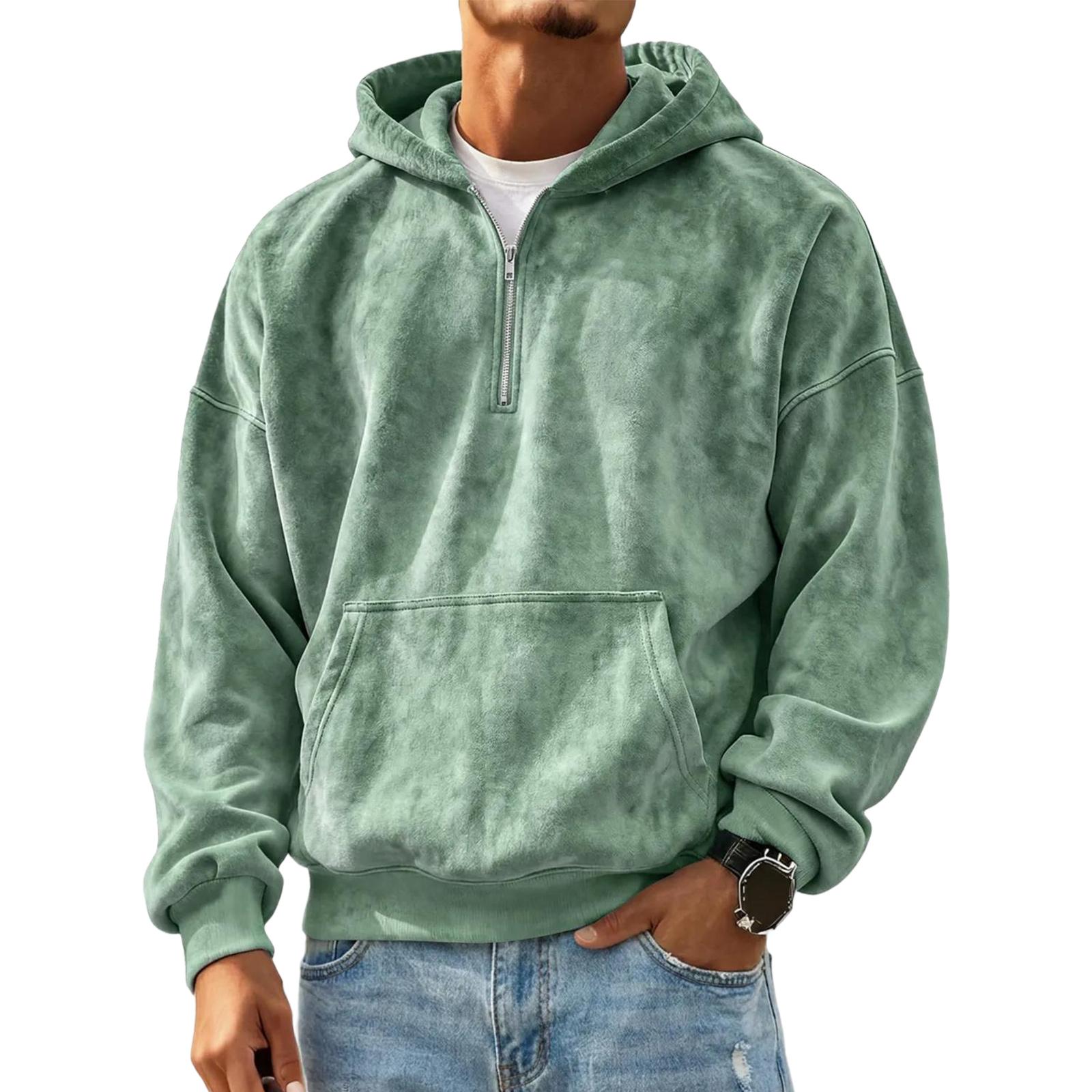 

Men s Heavy Pullover Hoodie Casual Long Sleeve Drawstring Zip Winter Hooded Sweatshirts With Pockets M