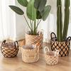 Hand Woven Storage Rack Flower Baskets Plant Pot Succulent Organizer for Balconies Home Living Room Decoration Landscape