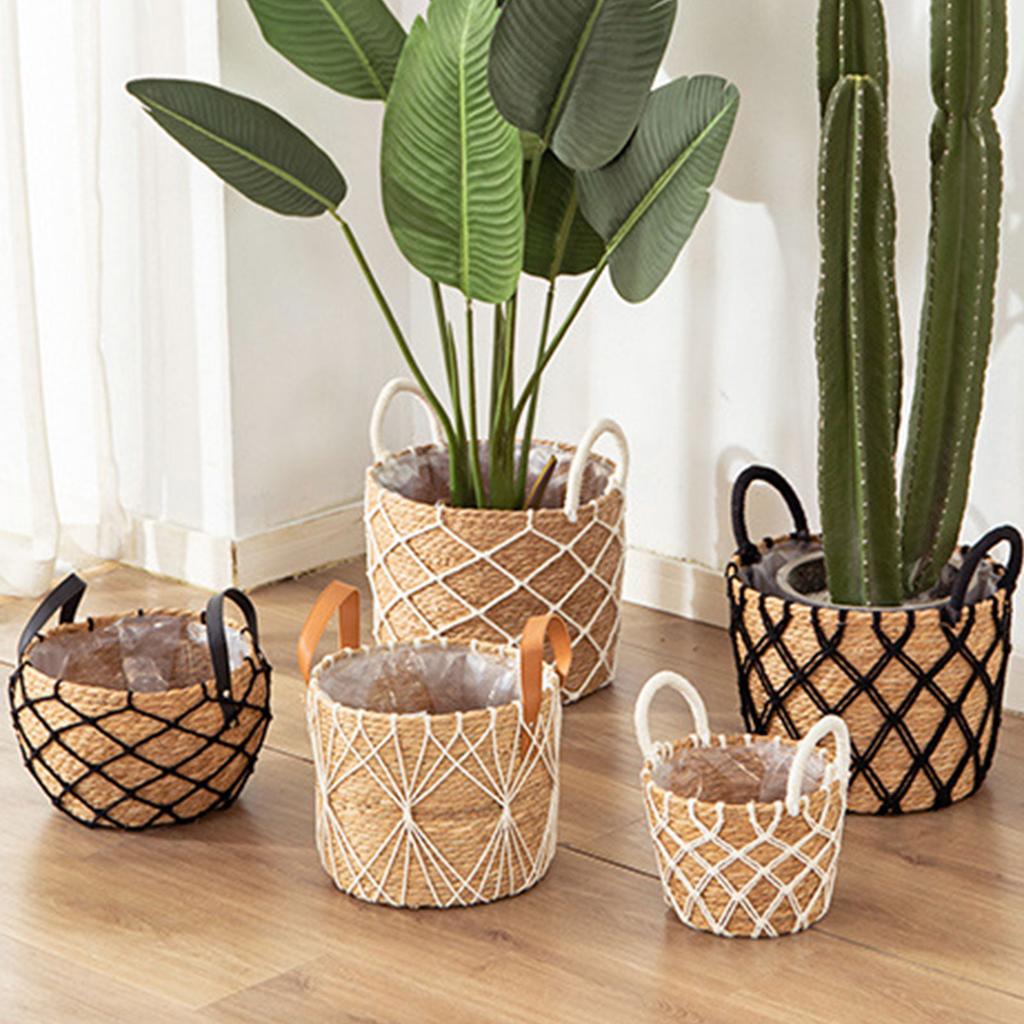Hand Woven Storage Rack Flower Baskets Plant Pot Succulent Organizer for Balconies Home Living Room Decoration Landscape
