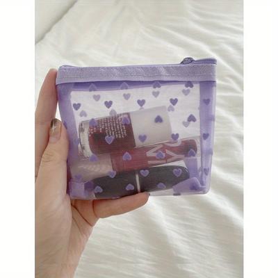 1PC Women Travel Make Up Organizer Storage Pouch Mesh Cosmetic Bag Toiletry Clear Wash Bags Case Mini Pouch Small Makeup Case Holder Brush Bag
