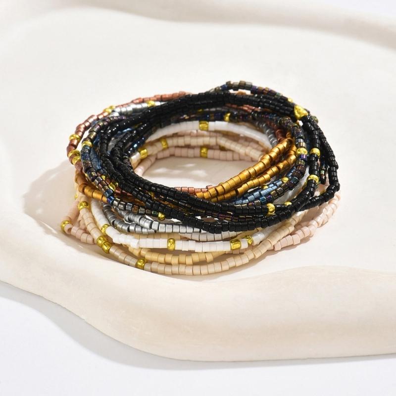 19 Pcs Fashion Bead Bracelet Set High Quality Glass Material Sturdy Shining for Individualized Style Expression and Parties