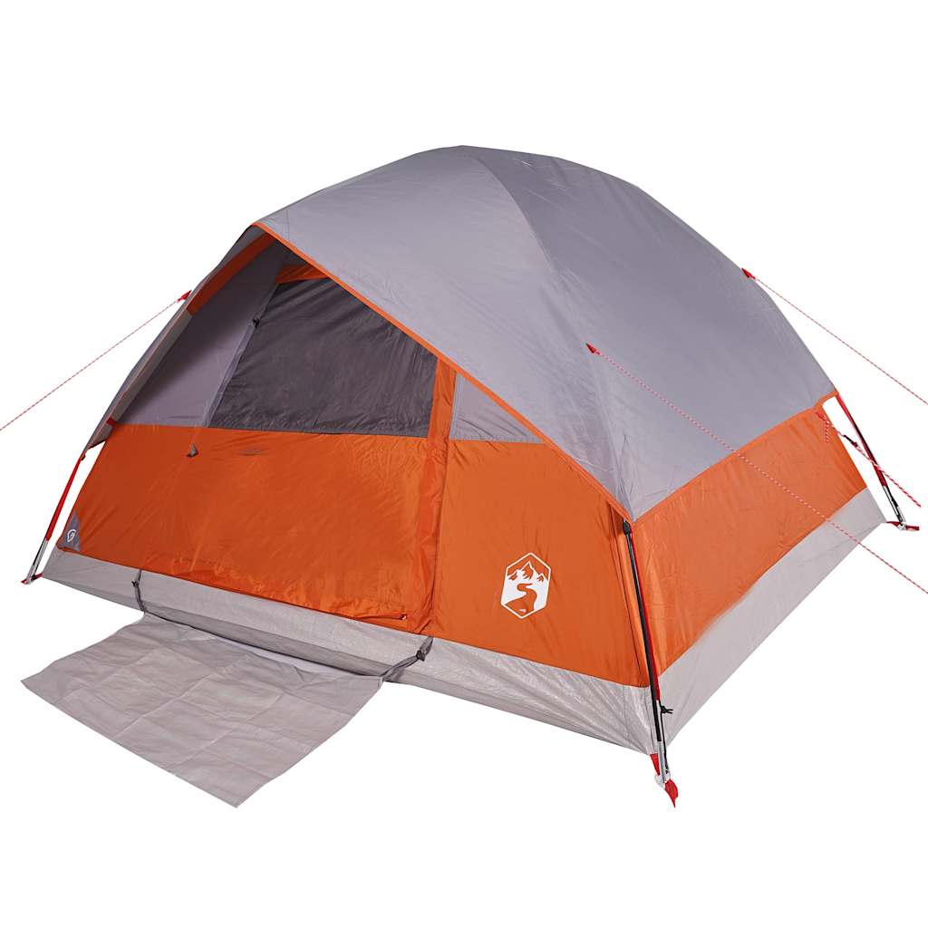 Dome Family Tent for 6 Persons Gray and Orange Waterproof