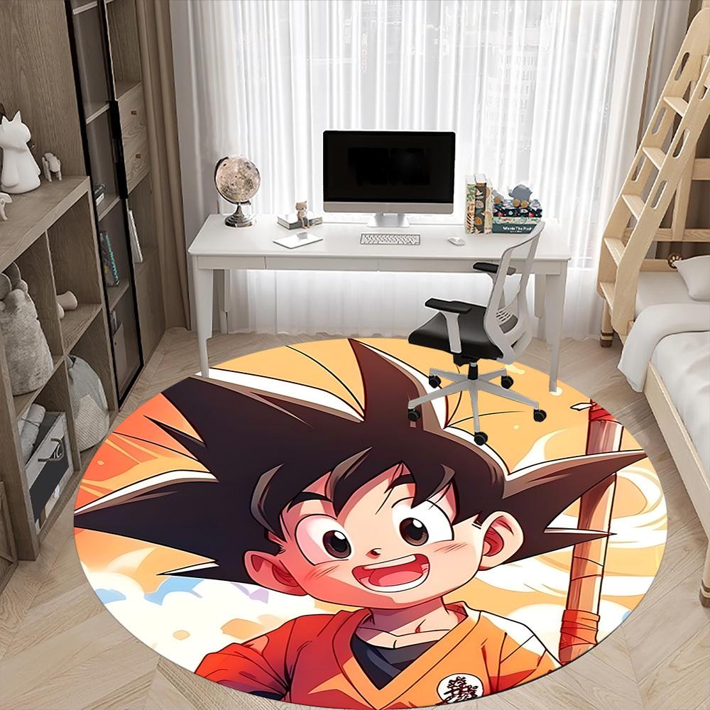 1pc Goku, Saiyan Office Round Area Rug, Indoor Mat Suitable For Office,Bedroom Living Room Home Decor, Room Deco A0928197