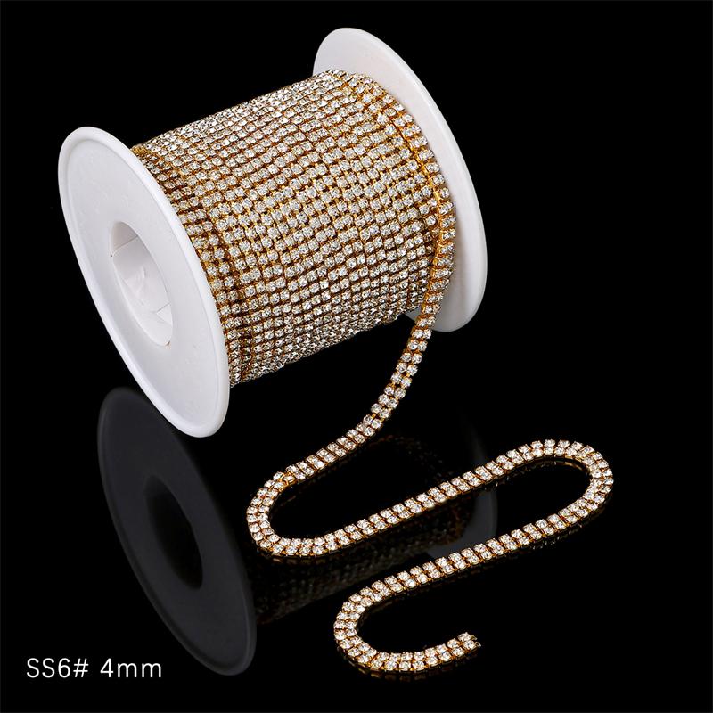 1 Yard 2 Reihen 1 Reihe Kristall Strass Kette Aufnähen Aufkleben Perlen Besatz Kupfer Kette Für Kleidung DIY Schmuckherstellung Zubehör