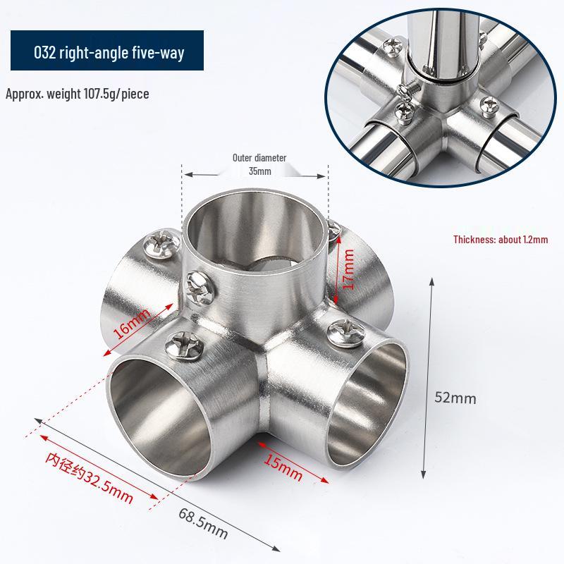 Stainless Steel Round Pipe Connector for Clothes Rack and Shelf Joint Tee