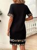 Evropsko-americké patchwork bodycon šaty s leopardím vzorem - Dámské podzimní/zimní, s dlouhým rukávem, úzký střih.