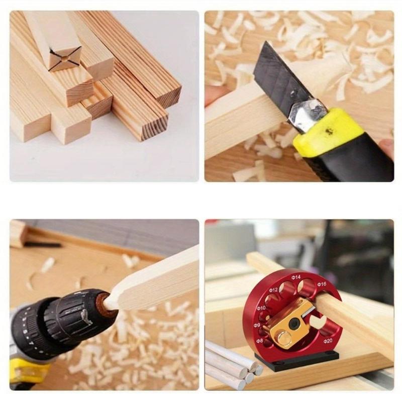 Dowel Jig Dowel Maker Jig 8 Holes Adjustable Dowel Maker Jig Kits with Metal Blade Electric Drill Milling Woodworking