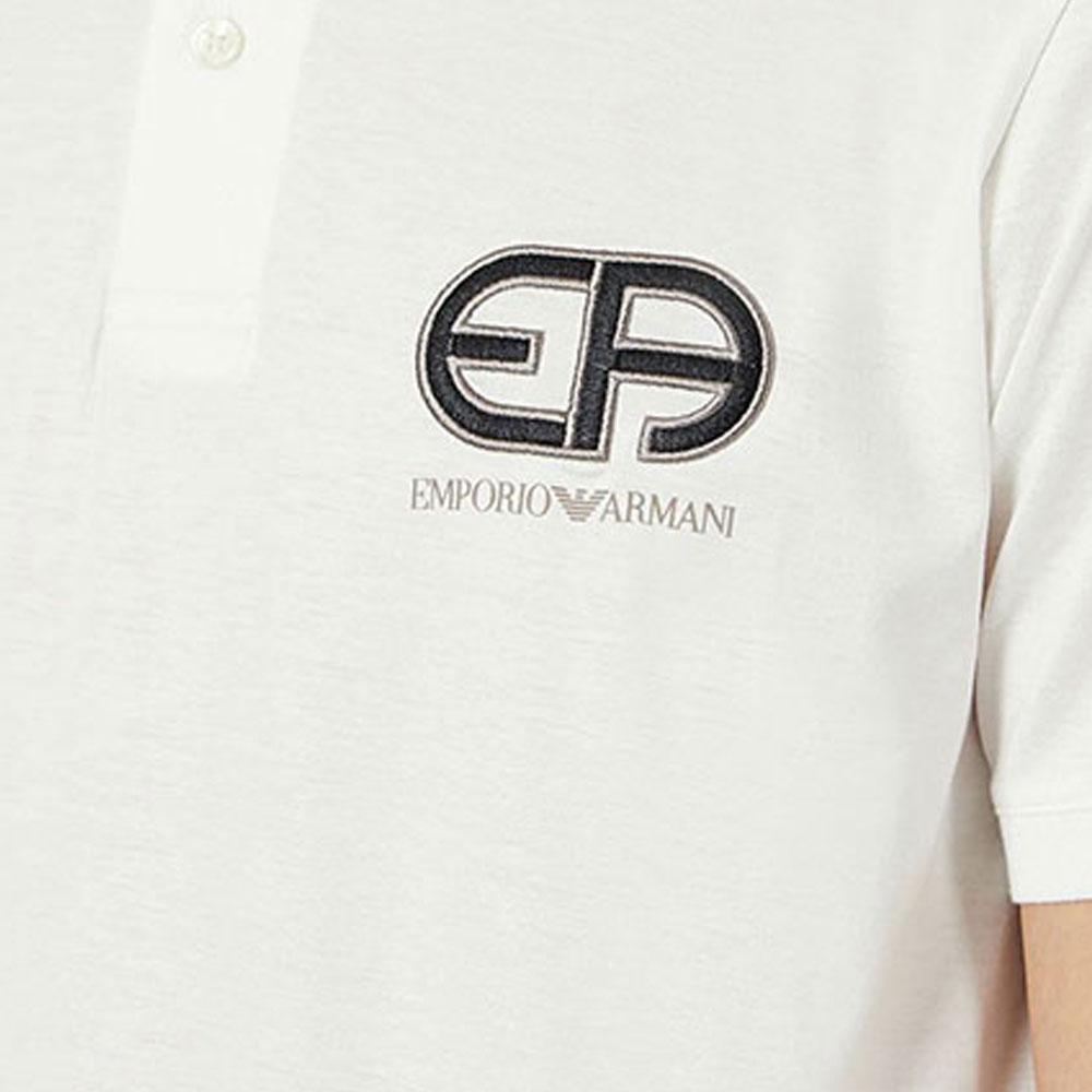 Emporio Armani Geometric Pattern Logo Short Sleeve Polo Shirt Men tops White 3K1FB7-1JUVZ-0101