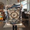 1Pc Compass Print Flannel Blanket, High Quality Comfortable for All Seasons, Home Decor, Warmth and Comfort, Perfect for Christmas Gifts W168