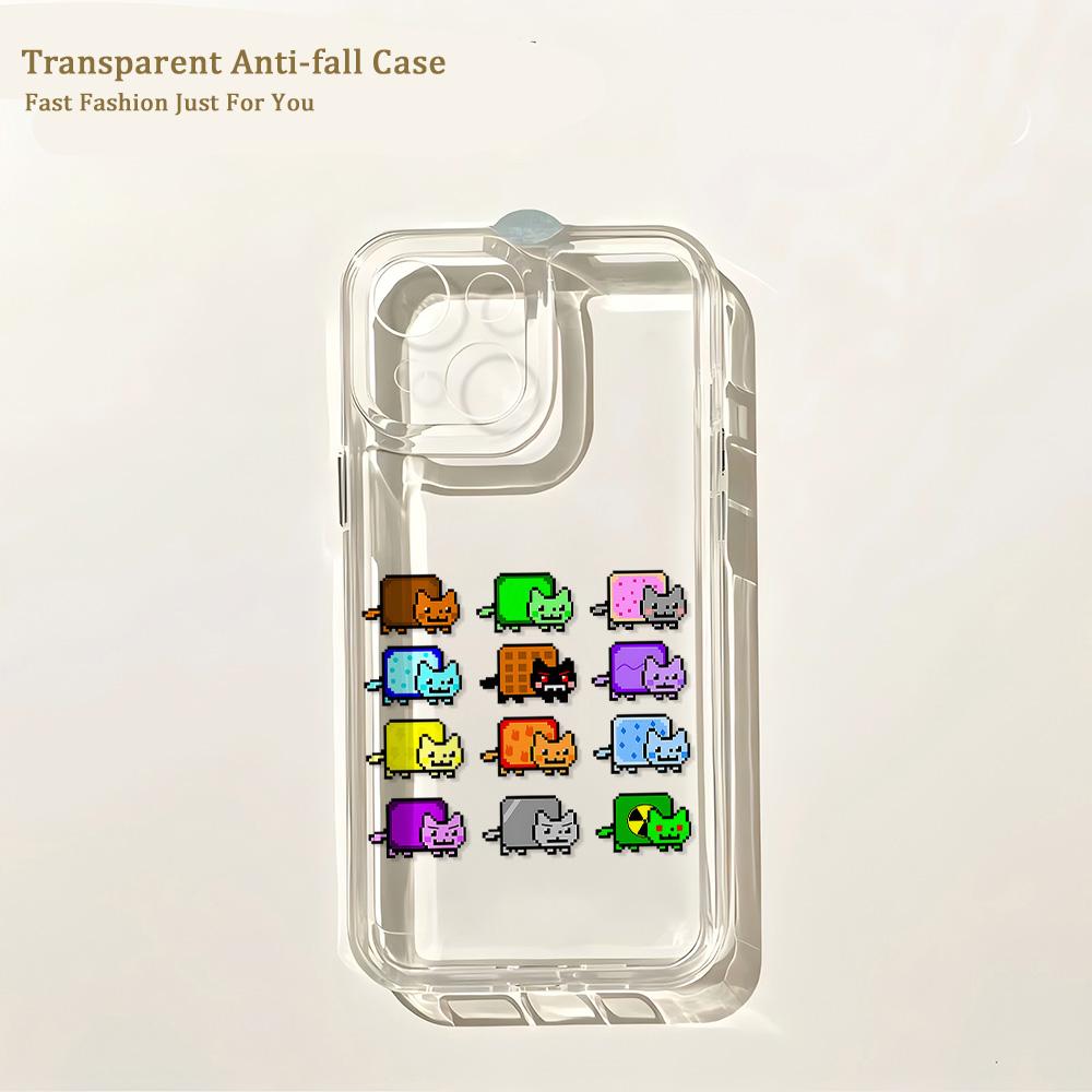 Cartoon Game N-Nyan Cat Phone Case For iPhone 17 16 16e 15 14 13 12 11 Mini Pro Max X XR XSMax Air Plus Transparent Back Cover