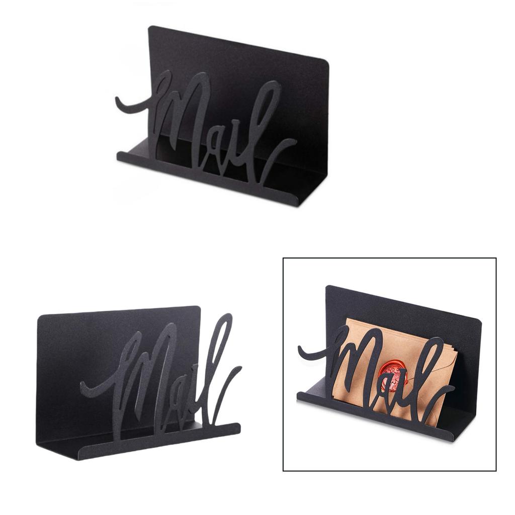 Schwarzer Metall-Briefhalter und Briefständer-Set Schwarzes Metall-Briefgestell Umschlaghalter für Heim- und Büro-Desktop-Organisation