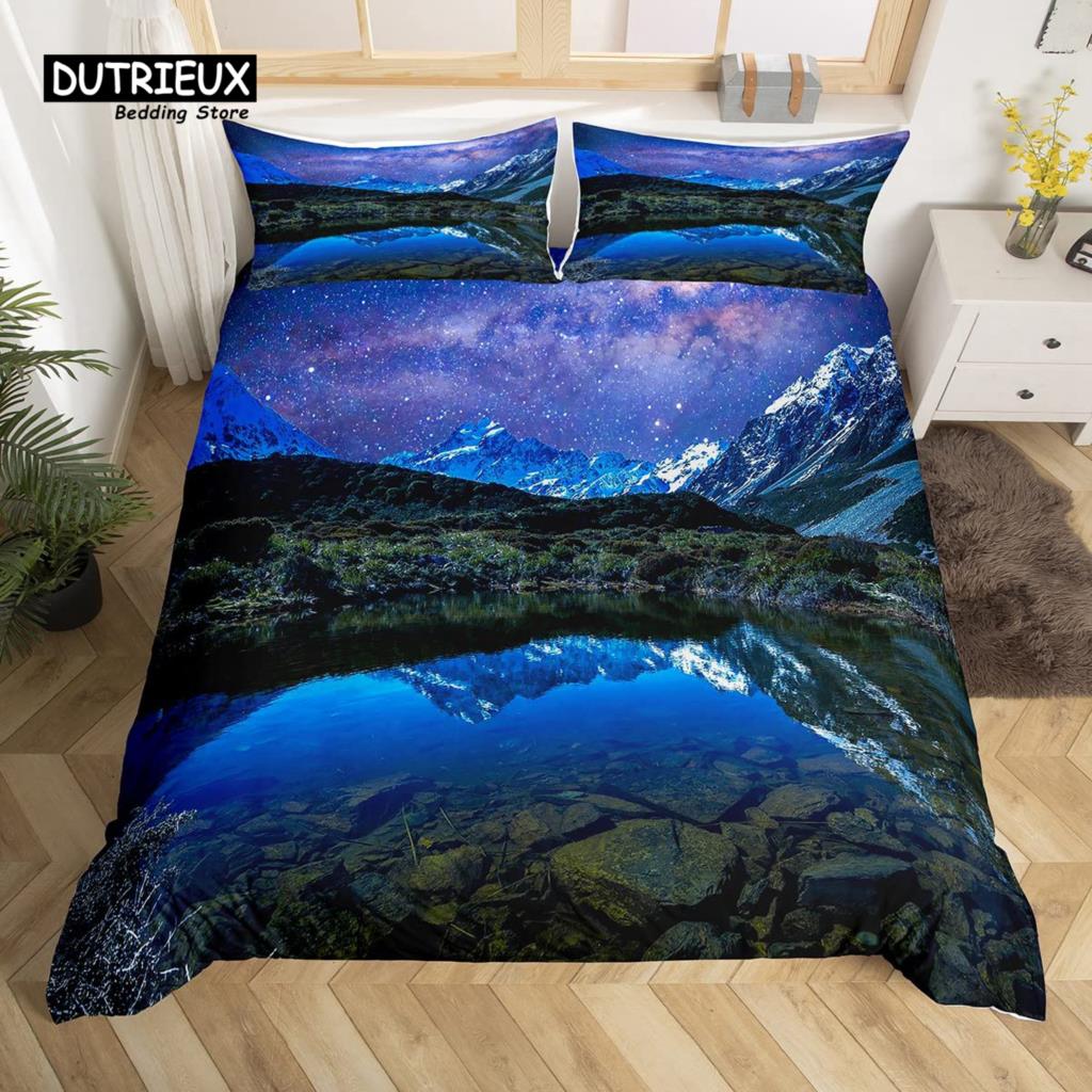 Snow Mountain Duvet Cover Set, 3pcs Bedding Set, Soft Comfortable Breathable Duvet Cover, For Bedroom Guest Room Decor