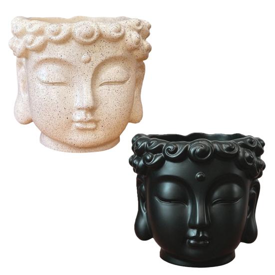Buddha Head Flower Pot Buddha Head Sculpture Decoration Meditation Buddha Statue Planter for Home Desk Corner