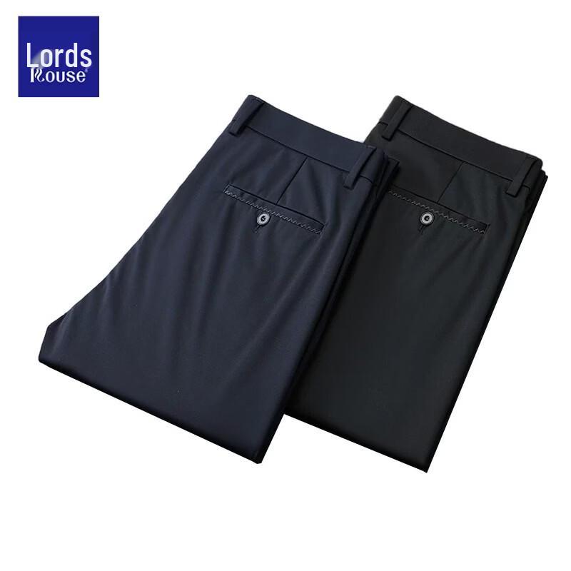 Luozi Men's Summer Business Casual Straight-Leg Elastic Pants
