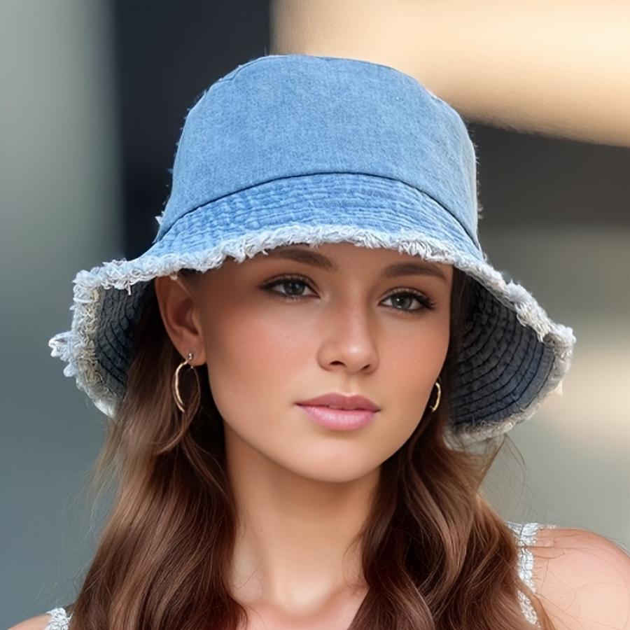 1 STK Cowboy Blue Fisherman's Hat, bredbremmet solhatt og UV-sikker utendørs reisebassenghatt i vår- og sommerserien