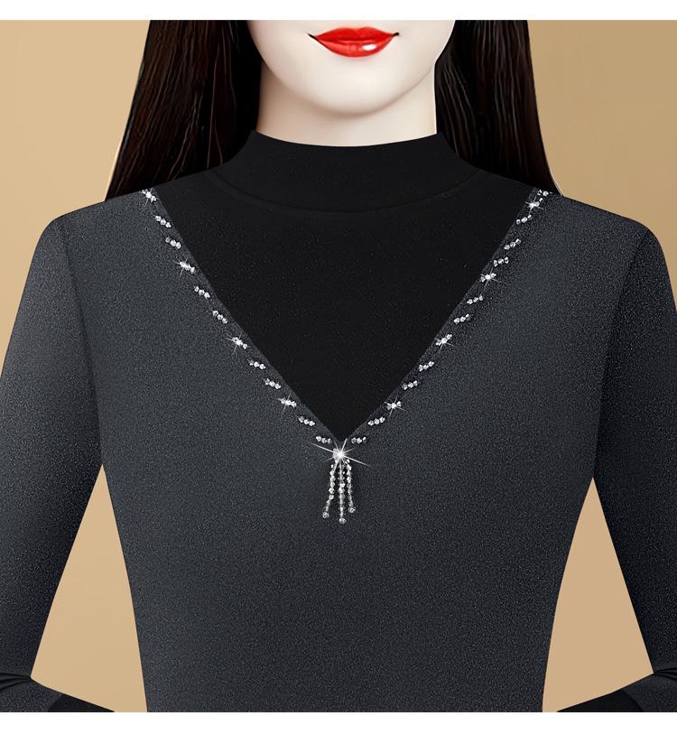 2024 Winter Korean Style Slim Fit Color Block Thick Double-Sided Cashmere Turtleneck Base Layer