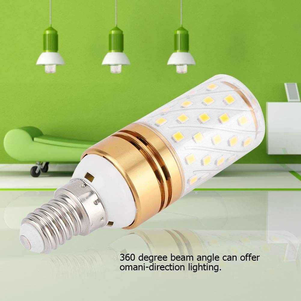 TOPINCN E14 12W LED Cone Bulb, High Brightness Decorative Lamp for Home Use, Warm White, Aluminum Alloy & PC 3.7"x1.2" Clear PC Light Shade, 360