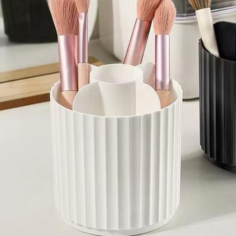Organisateur de pinceaux de maquillage avec couvercle, rotatif à 360°, boîte de rangement pour pinceaux de maquillage